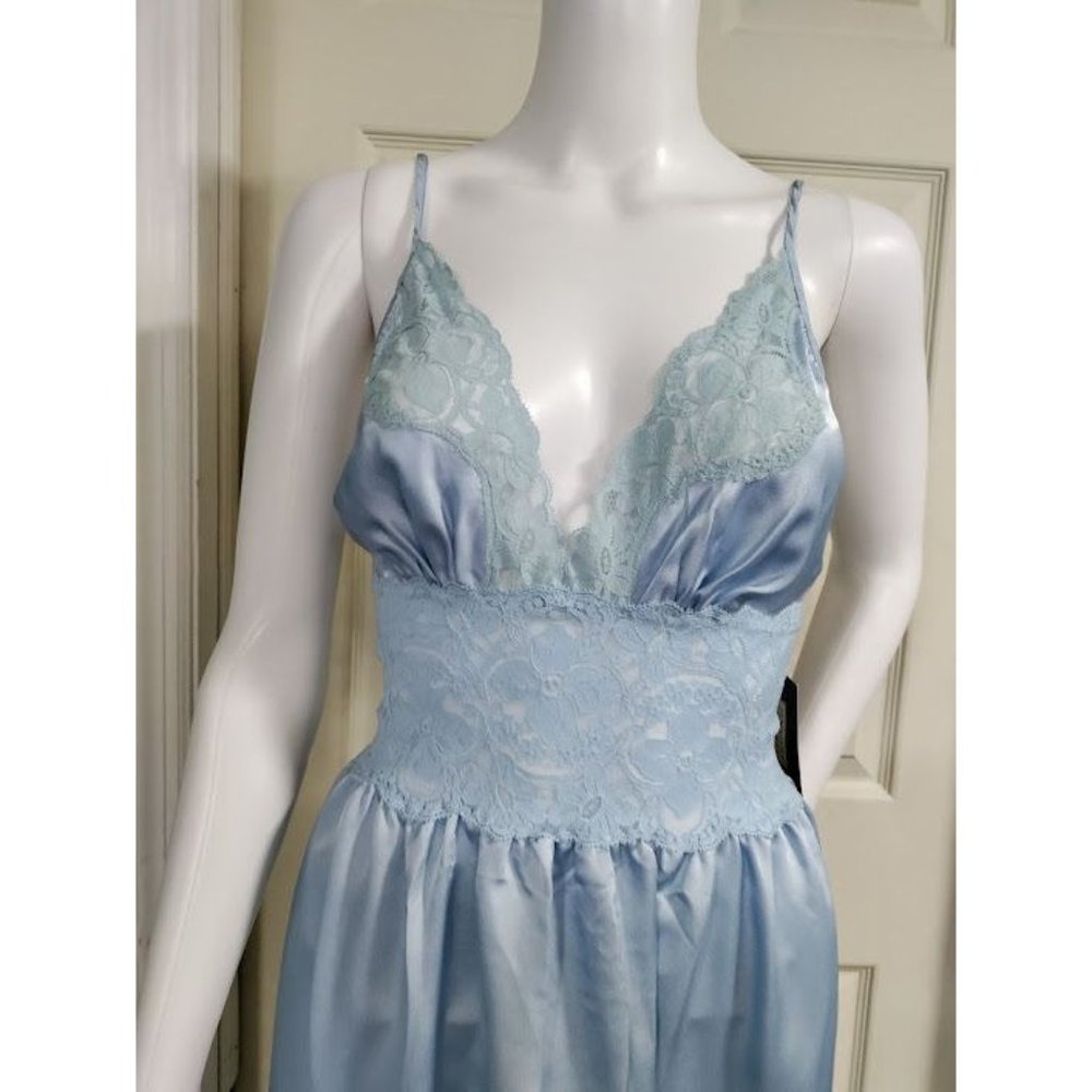 NWT Vintage Jennifer Moore Lace Trim Long Gown Satin M - Picture 6 of 8